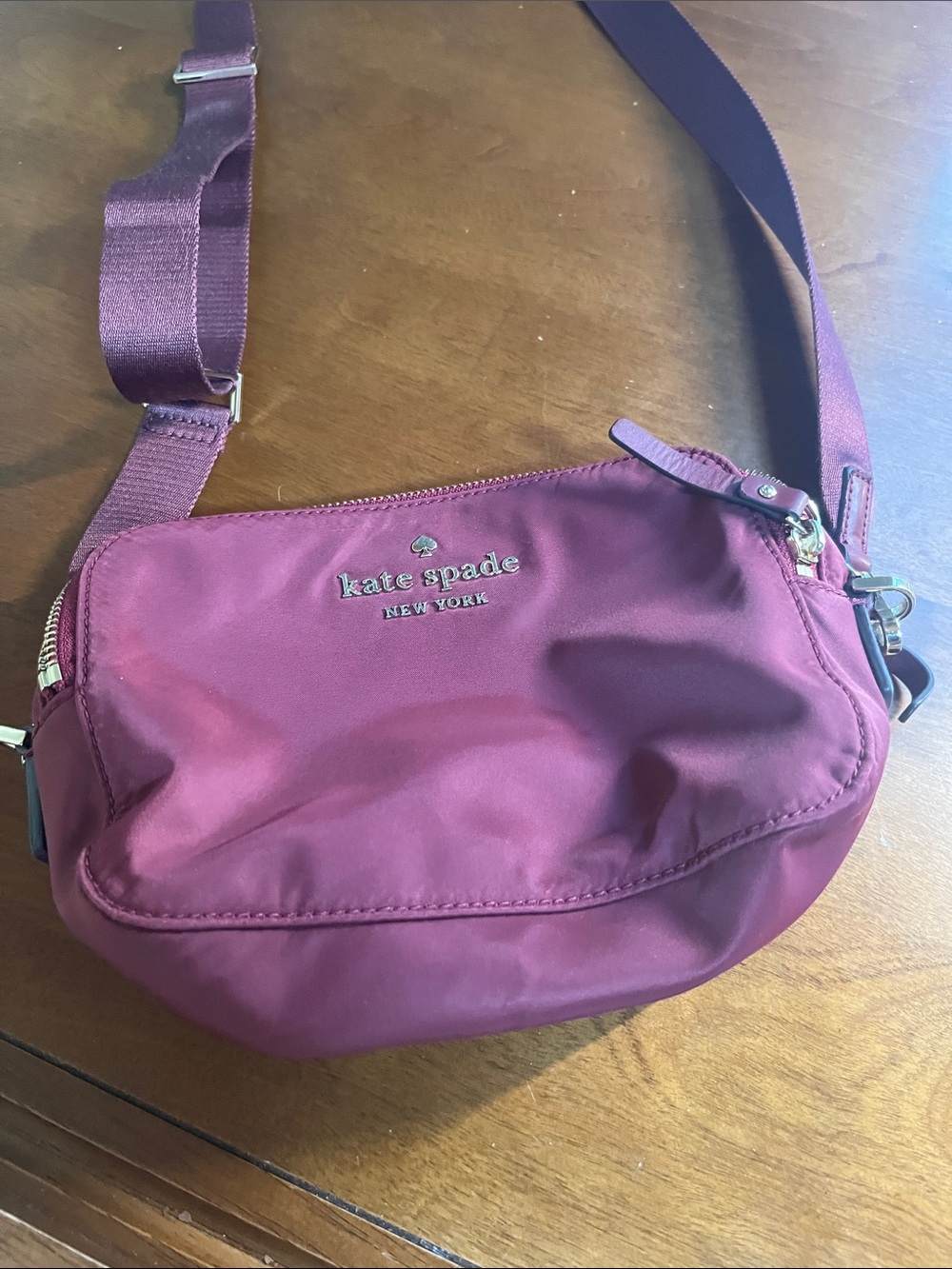 Kate Spade Watson Lane Nylon Crossbody Bag in Burgundy with Gold Hardware - Picture 13 of 13